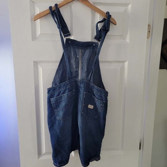 Big Star 1874 Short Denim Overalls Sz S Romper Linen Pockets Y2K 90s - Picture 6 of 12